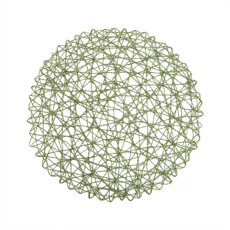 Placemats 15 Inch Paper Green Round Spinweave1 – 6 COUNT