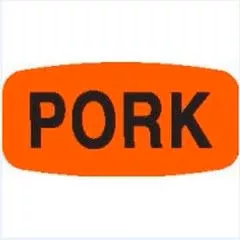 Pork Short Oval Black on Red - Roll of 1000