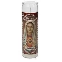 Prayer Candle, 7-Day, Blessed Mother, White - Case of 12