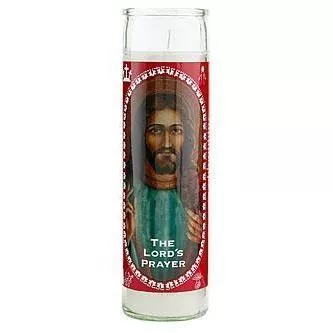 Prayer Candle, 7-Day, The Lord's Prayer, White - Case of 12