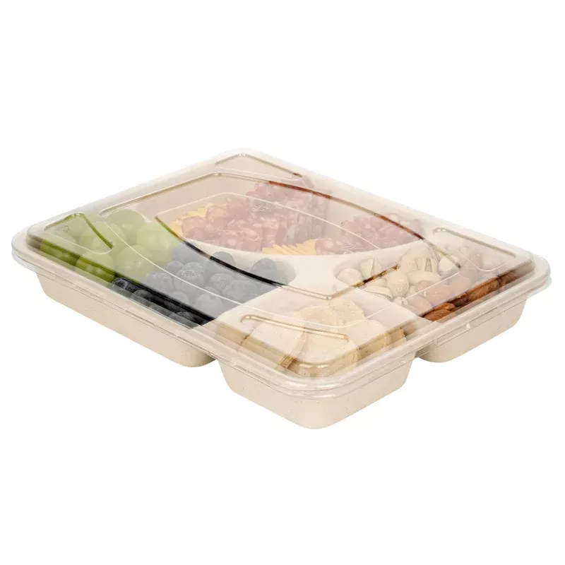 Pulp Tek Rectangle Clear Plastic Flat Lid – Fits To Go Trays – 100 count box