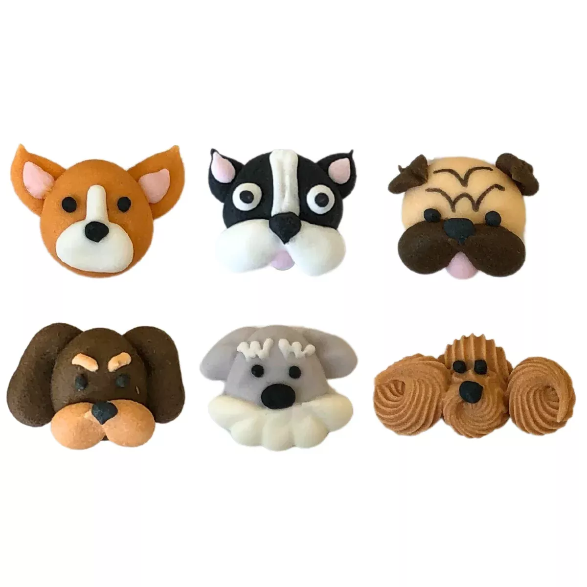 Puppy Dog Faces Royal Icing Decorations (Bulk)