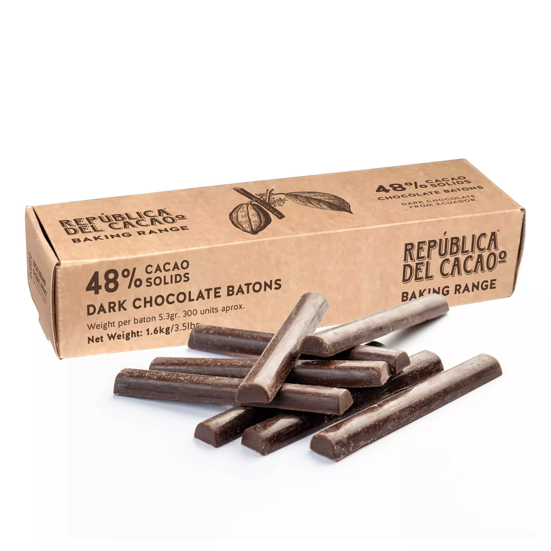 Republica del Cacao - Chocolate Batons 48% (300 ct)
