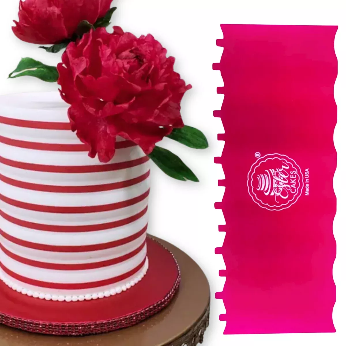 round-double-stripe-cake-comb-icing-scraper Round Double Stripe Cake Comb Icing Scraper