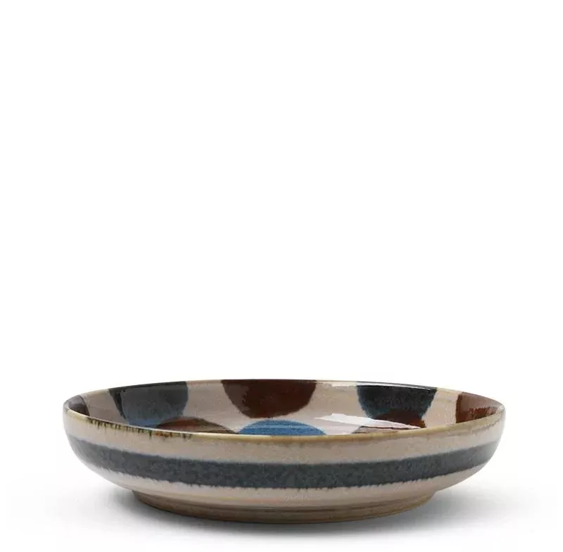 RUSTIC DOTS SHALLOW BOWL 7.75"