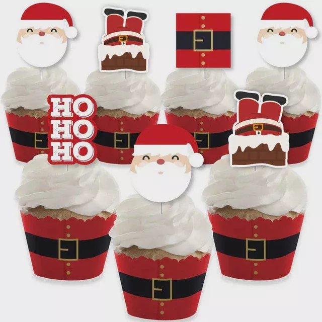 santa-themed-christmas-cupcake-toppers-wrappers Santa Themed Christmas Cupcake Toppers and Wrappers