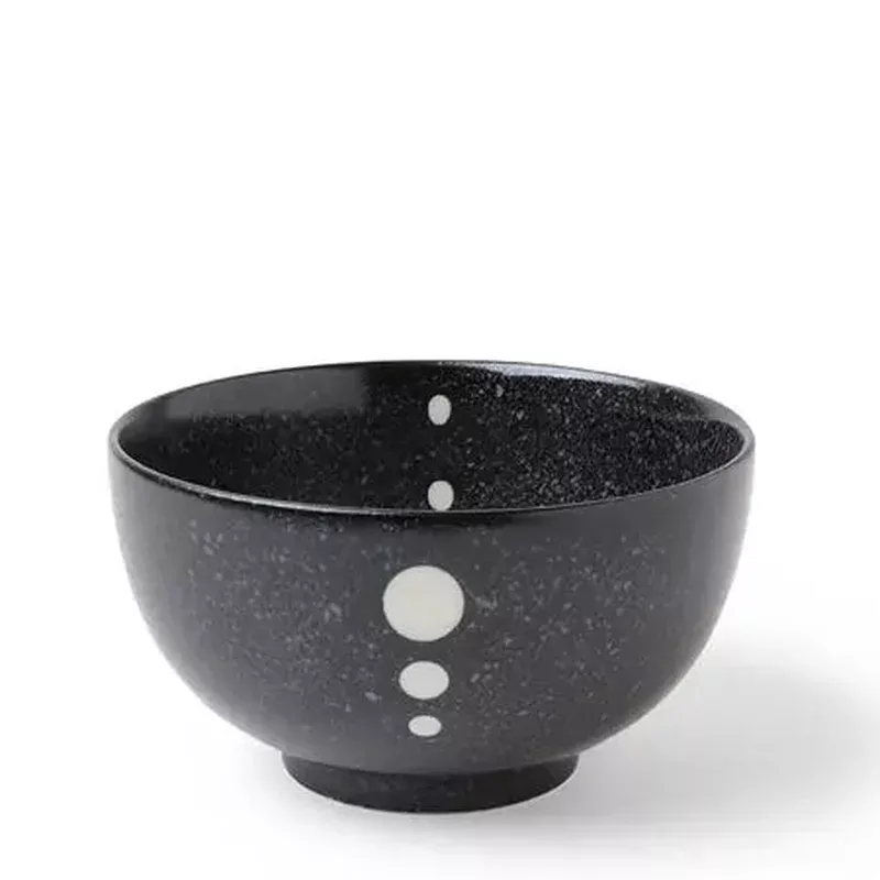 satin-black-white-dots-bowl-5-1-8 SATIN BLACK WHITE DOTS BOWL 5-1/8"
