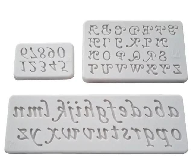 Script Alphabet and Number Silicone Mold Set