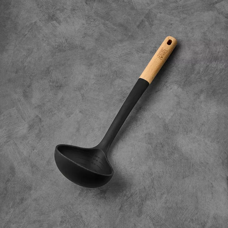 silicone-ladle-with-beechwood-handle-black Silicone Ladle with Beechwood Handle, Black