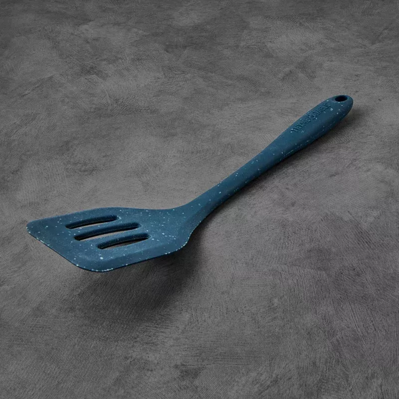 silicone-slotted-turner-speckled-blue Silicone Slotted Turner, Speckled Blue