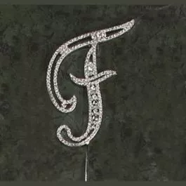 Silver Monogram F Rhinestone Pick