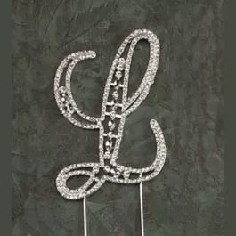 Silver Monogram L Rhinestone Pick