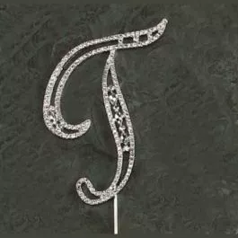 Silver Monogram T Rhinestone Pick