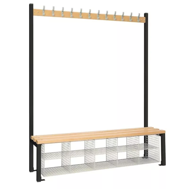 single-sided-island-seating-with-mesh-basket-black-1500mm-hr594 Single-Sided Island Seating with Mesh Basket Black 1500mm – HR594
