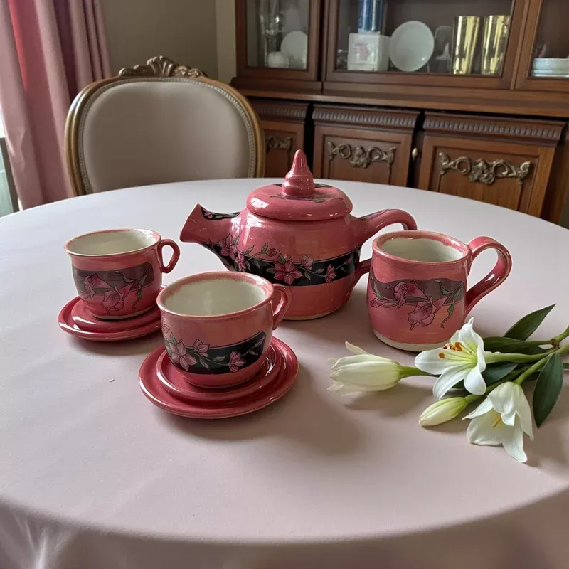 six-piece-tea-set-50-with-floral-scrolls-ceramic-decals Six-Piece Tea Set #50 with Floral Scrolls Ceramic Decals