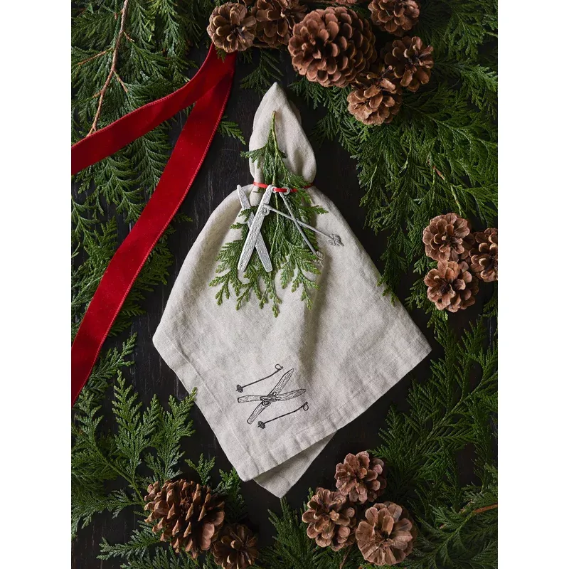 skis-poles-linen-napkins Skis and Poles Linen Napkins