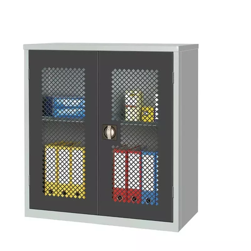 small-mesh-fronted-stock-control-cupboard-dark-grey-hr644 Small Mesh-Fronted Stock Control Cupboard Dark Grey – HR644