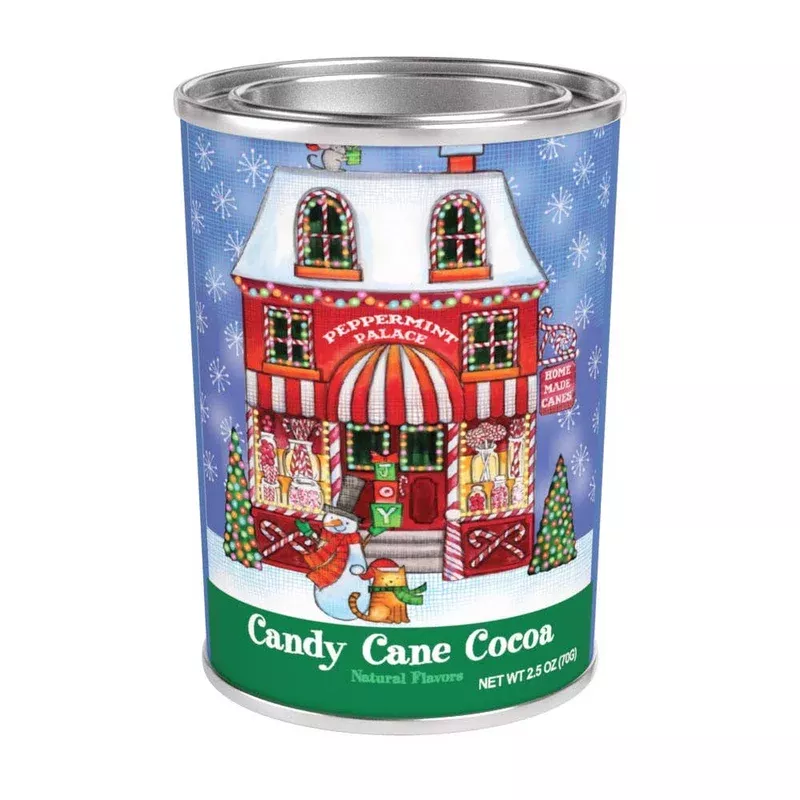 Snow Village Candy Cane Cocoa Tin