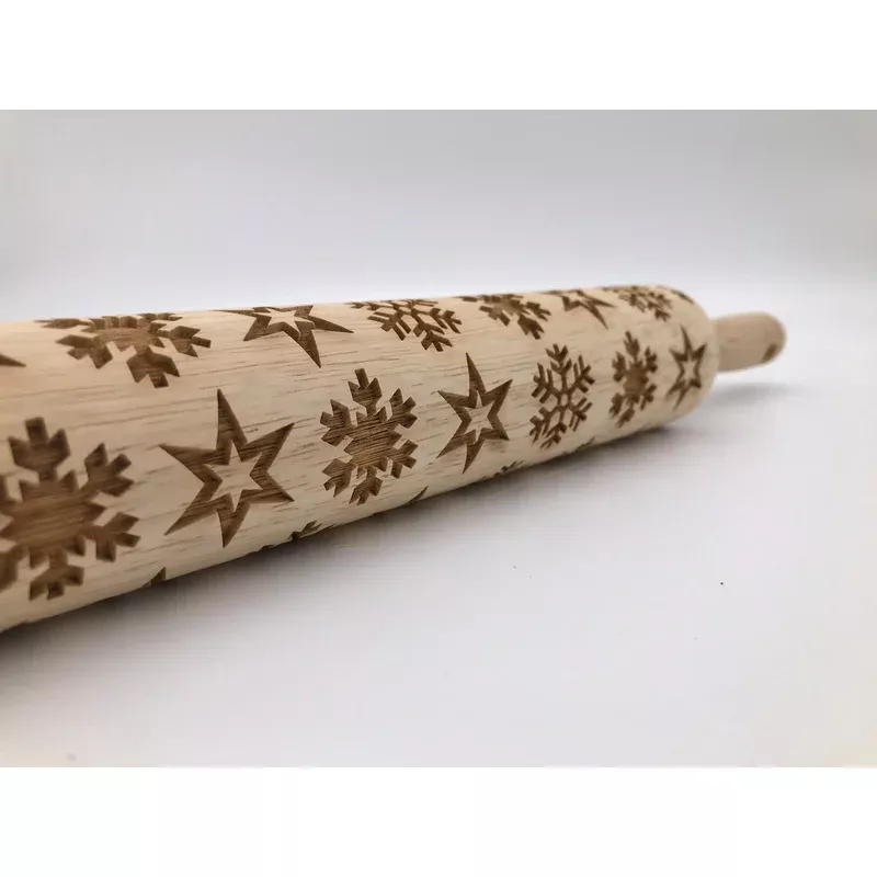 snowflakes-embossed-rolling-pin-pottery-crafting-baking Snowflakes Embossed Rolling Pin for Pottery Crafting and Baking