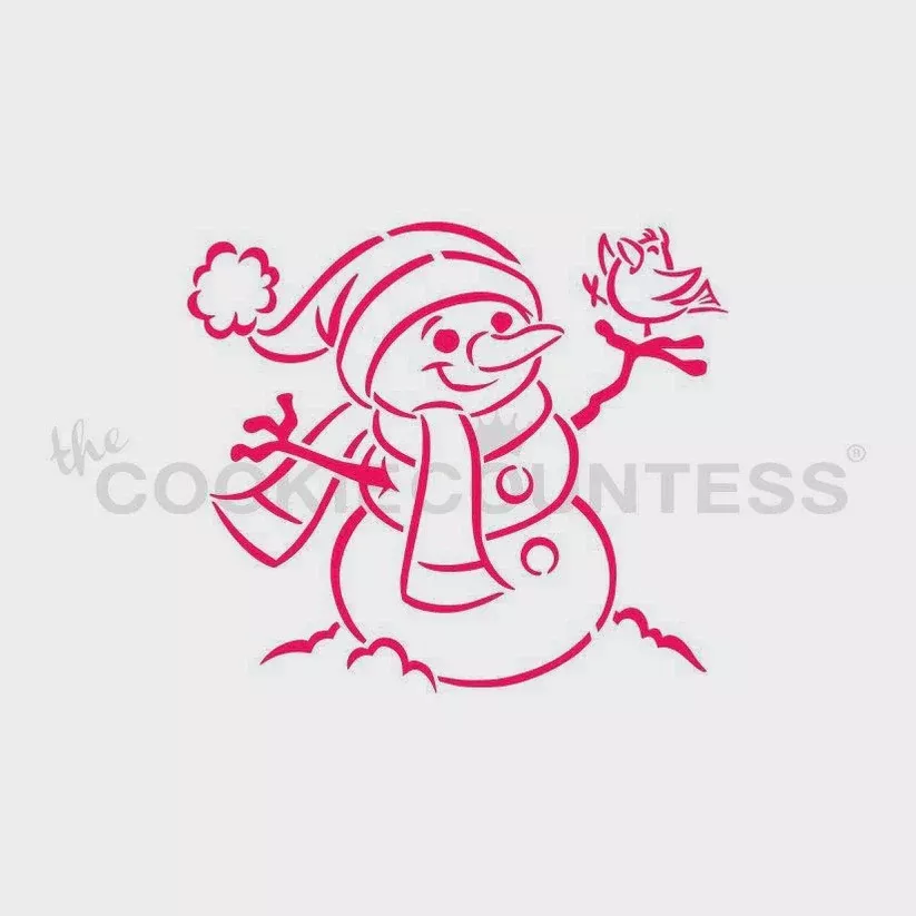snowman-with-bird-paint-your-own-stencil Snowman With Bird Paint Your Own Stencil