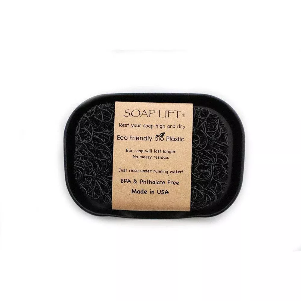 soap-lift-waterfall-dish-rectangular-black Soap Lift Waterfall Dish: Rectangular, Black