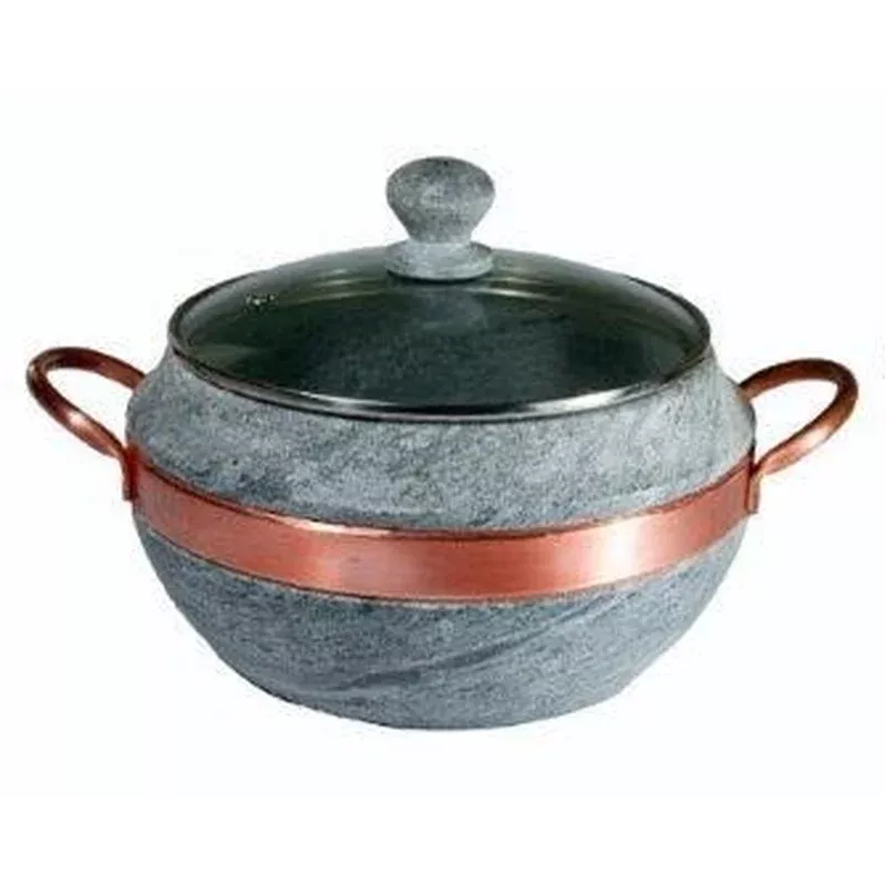 SOAPSTONE POT W/GLASS LID 2.5L