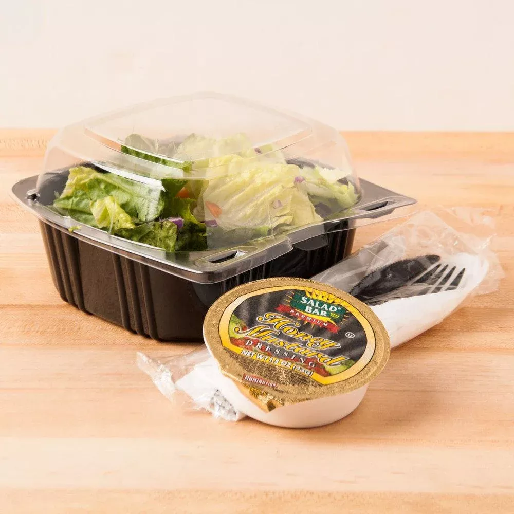 square-hinged-food-container-5-x-5-black-w-clear-lid-case-500-29567 Square Hinged Food Container 5" x 5", Black w/ Clear Lid - Case of 500 - 29567