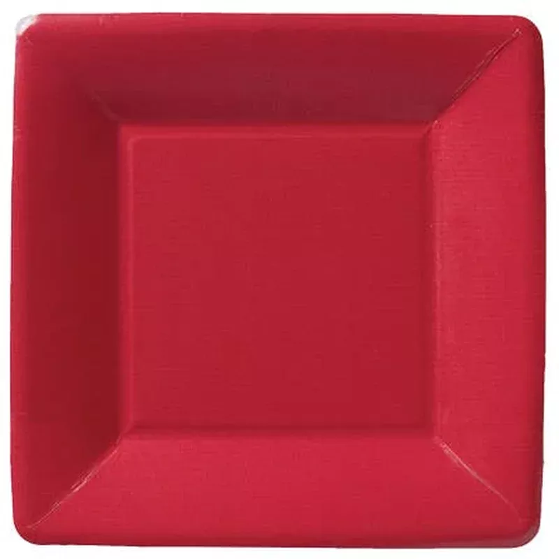 square-paper-plates-linen-red-7-8pk SQUARE PAPER PLATES LINEN RED 7″ 8PK