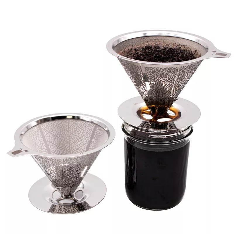 STAINLESS STEEL POUR OVER DRIP COFFEE FILTER FOR MASON JARS