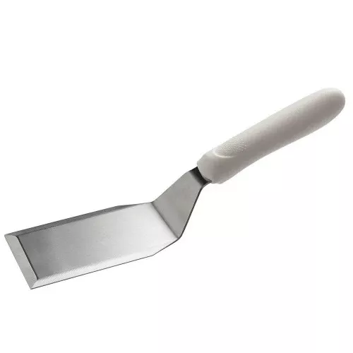 stainless-steel-solid-turner-with-white-polypropylene-handle Stainless Steel Solid Turner with White Polypropylene Handle