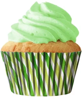 Standard Green Striped Green Cupcake Grease Proof Liners