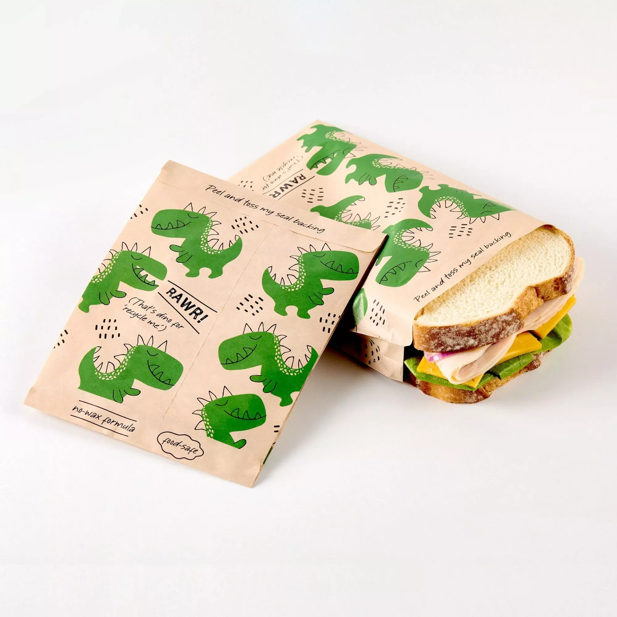 Stasher Recyclable Paper Sandwich Bags (50-count): Dinosaur