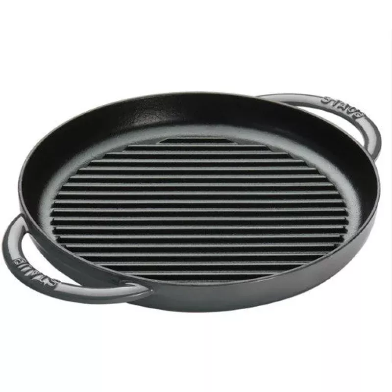 Staub Cast Iron 10″ Round Grill Pan – Graphite Grey