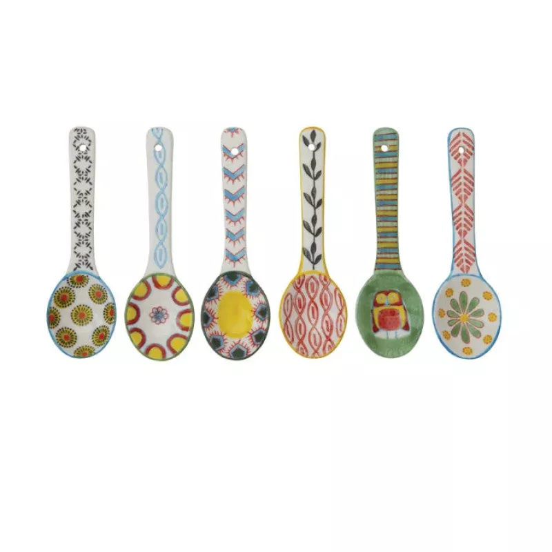 stoneware-spoon-w-hand-painted-pattern Stoneware Spoon w/ Hand-Painted Pattern