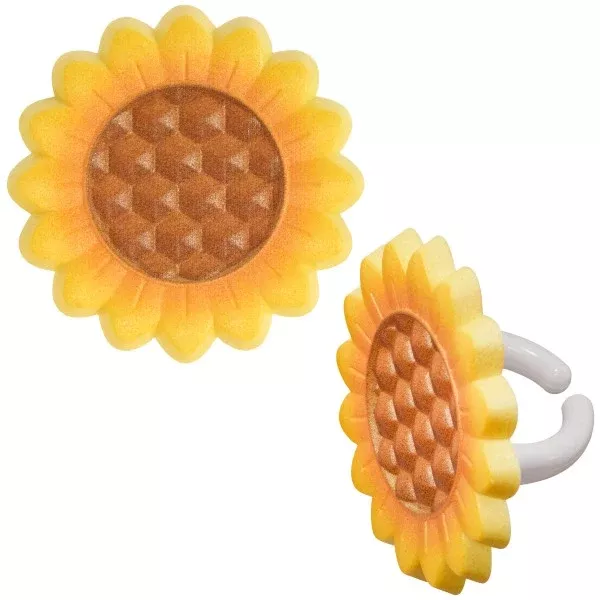 sunflower-cupcake-rings-12-rings Sunflower Cupcake Rings - 12 Rings