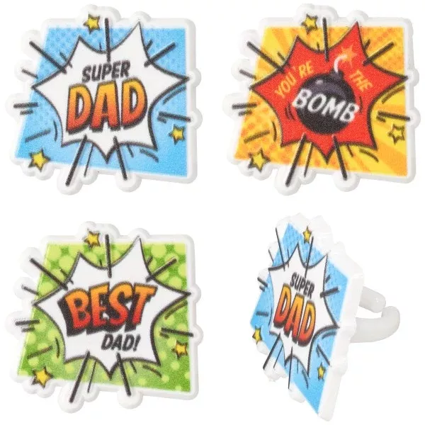 super-dad-cupcake-rings-12-rings Super Dad Cupcake Rings - 12 Rings