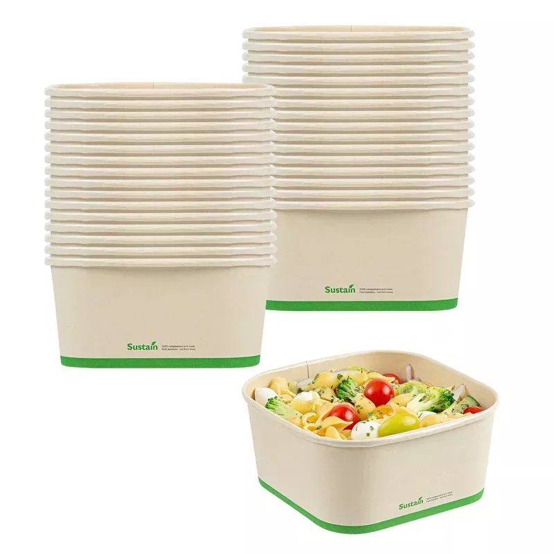 sustain-47-oz-square-bamboo-paper-take-out-container-with-pla-lining-compostable Sustain 47 oz Square Bamboo Paper Take Out Container – with PLA Lining Compostable – 50 count box
