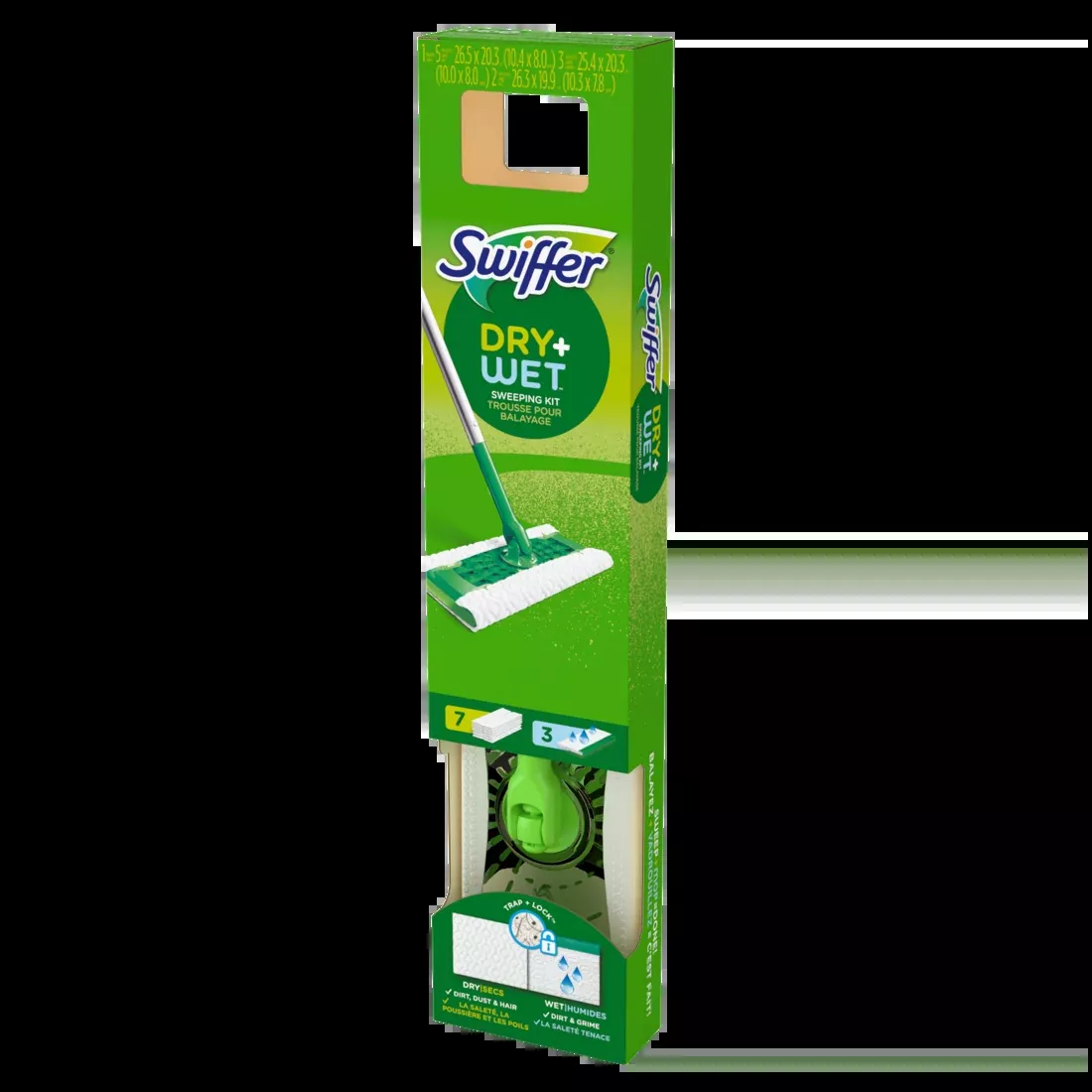 Swiffer - Sweeper 2-in-1 Dry + Wet Floor Mopping and Sweeping Kit, Multi-Surface Kit for Floor Cleaning, Kit Includes 1 Sweeper, 7 Dry Sweeping Cloths, 3 Wet Mopping Cloths - Case of 6