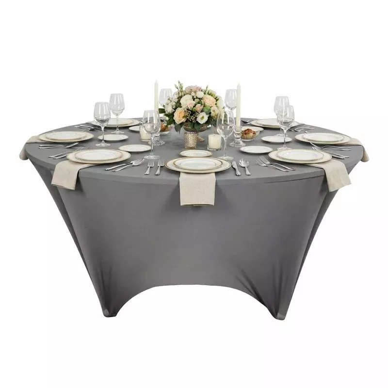 Table Tek Round Charcoal Gray Polyester Table Cover – Contour Cut – 72″ – 1 count box