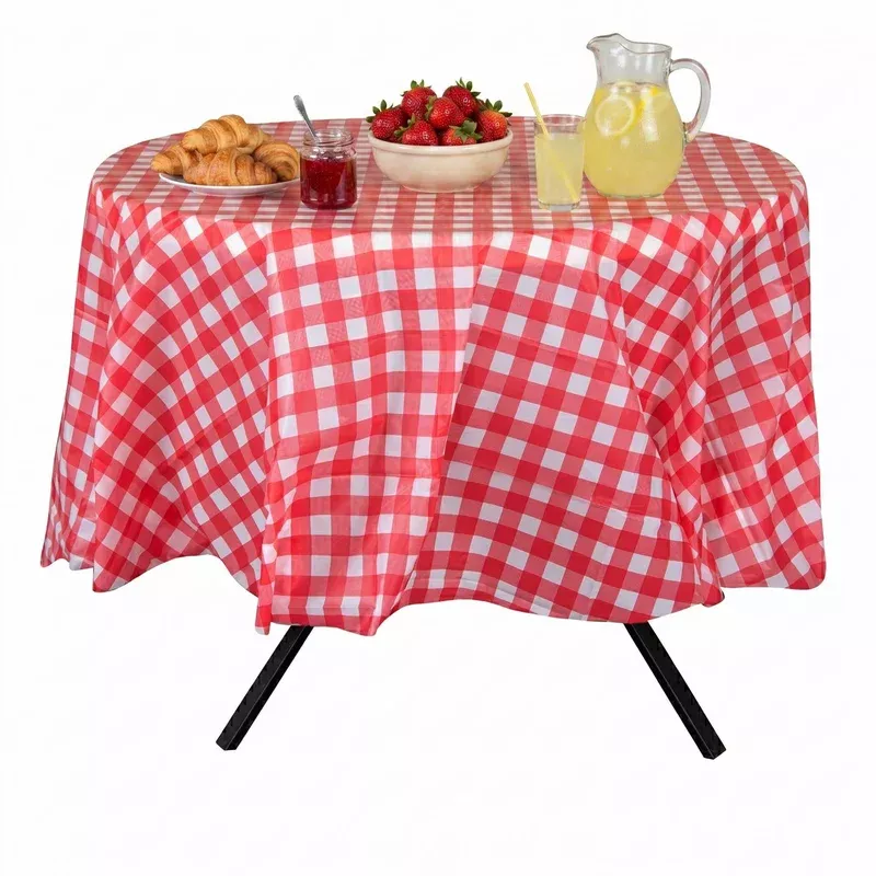 table-tek-round-red-gingham-plastic-table-cover-84-20-count-box Table Tek Round Red Gingham Plastic Table Cover – 84″ – 20 count box