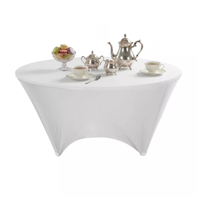 Table Tek Round White Polyester Table Cover – Contour Cut – 72″ – 1 count box