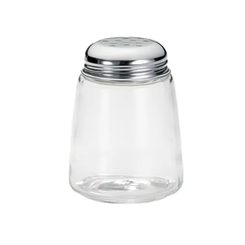 tablecraft-261-8-oz-glass-cheese-shaker-with-chrome-plated-perforated-top Tablecraft 261 8 oz Glass Cheese Shaker with Chrome-Plated Perforated Top
