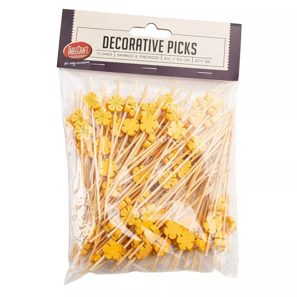 Tablecraft 4.5" Decorative Picks (Flower), Pack of 100