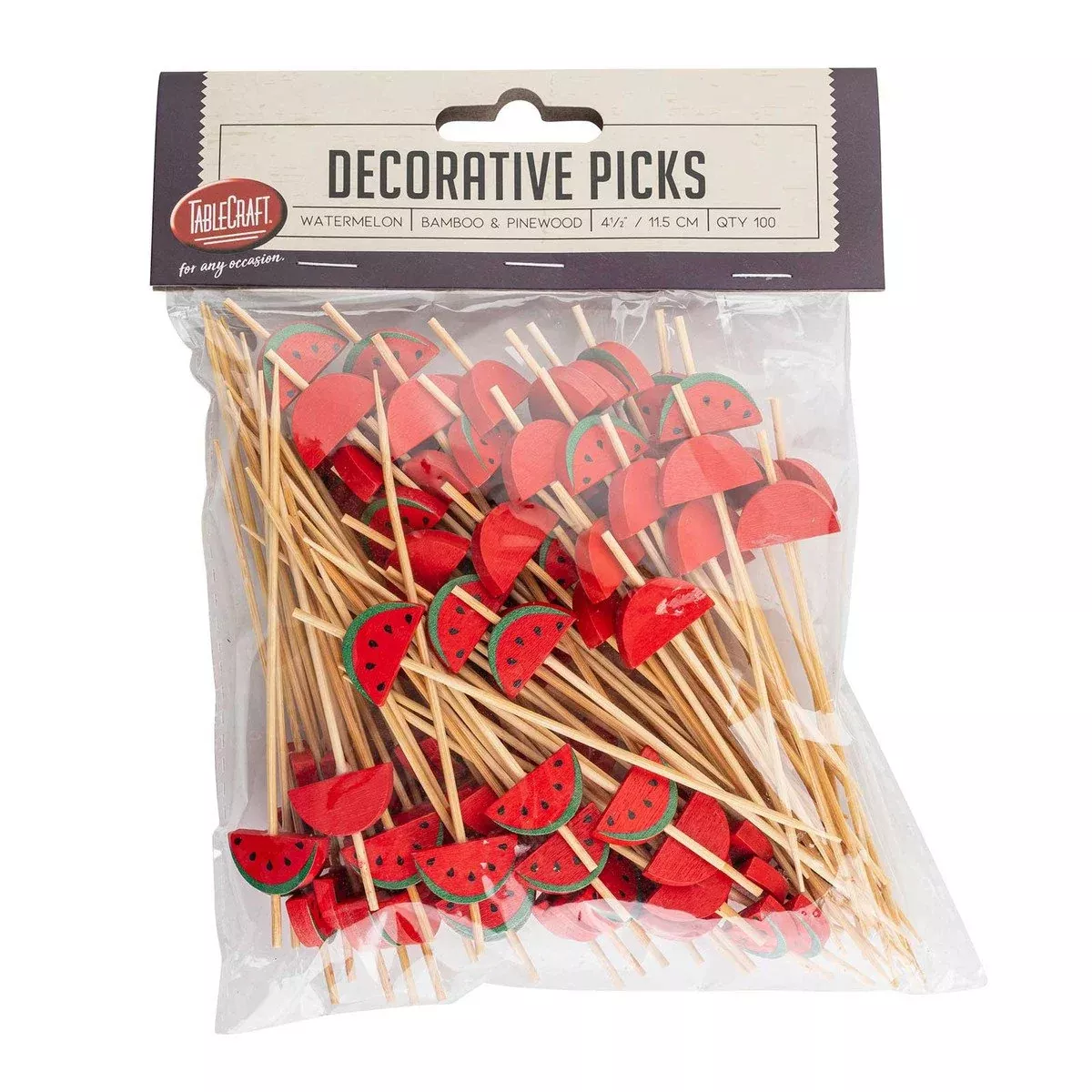 Tablecraft 4.5" Decorative Picks (Watermelon), Pack of 100