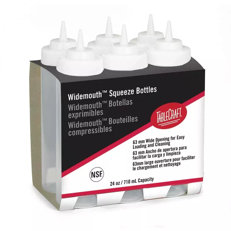 tablecraft-widemouth-squeeze-bottle-24-oz-2-8mm-tip-opening-clear-6-pack TableCraft WideMouth Squeeze Bottle 24 oz 2.8mm Tip Opening Clear (6-pack)