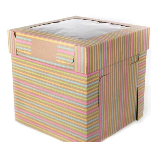 tall-2-piece-14-inch-striped-cake-box-14x14x12 Tall, 2-Piece, 14 Inch Striped Cake Box - 14x14x12