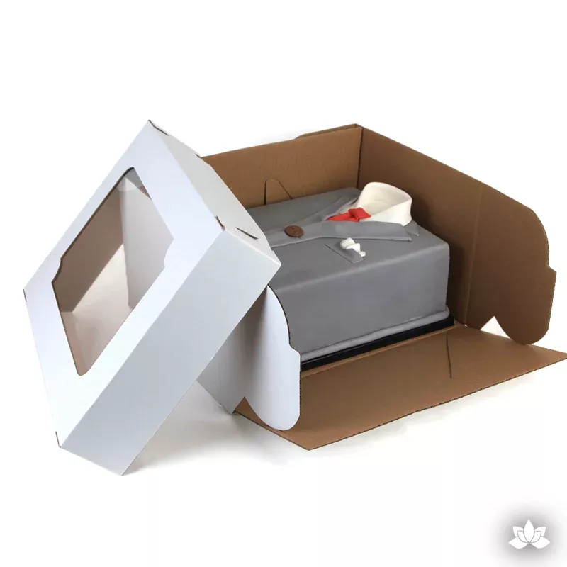 tall-quarter-sheet-window-cake-box-white Tall Quarter Sheet Window Cake Box - White