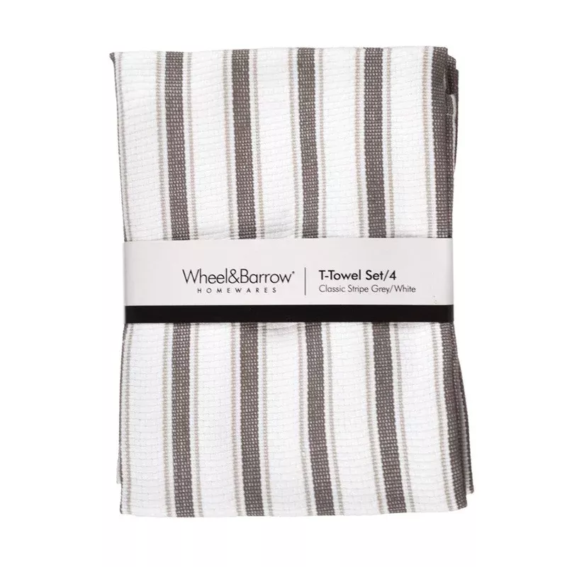 tea-towel-set-4-classic-stripe-grey-white Tea Towel Set/4 Classic Stripe Grey & White