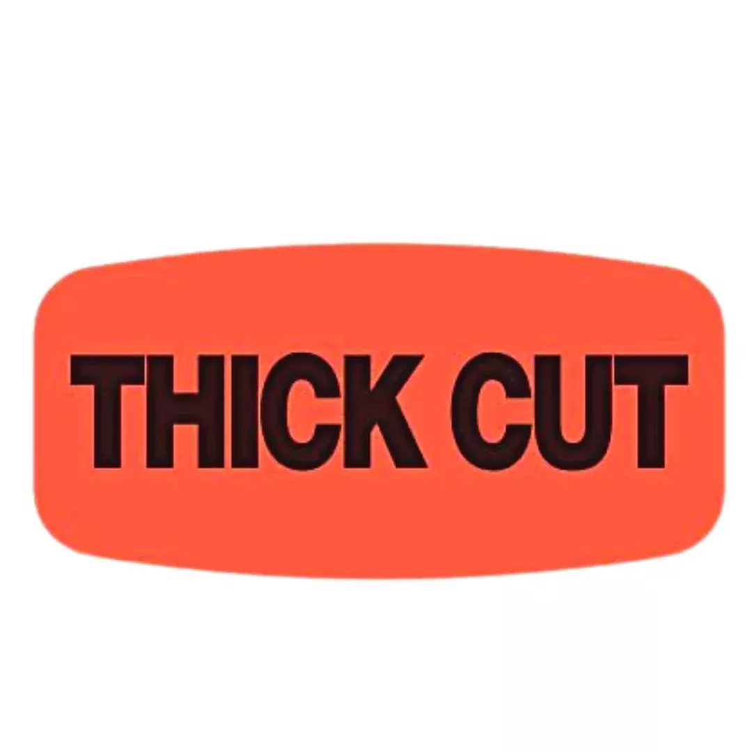 Thick Cut Black On Red Short Oval - Roll of 1000