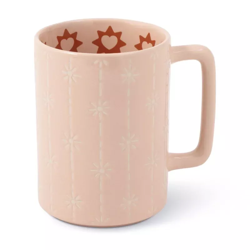 thyme-table-18-fl-oz-peach-wax-resist-sunbursts-stoneware-mug Thyme & Table 18 fl oz Peach Wax Resist Sunbursts Stoneware Mug